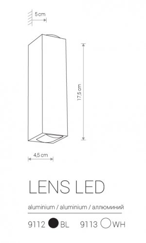 Настінний світильник Nowodvorski 9113 LENS LED White (23584) 