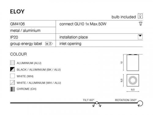 Світильник точковий Azzardo AZ0872 Eloy (white/aluminium) (GM4106-WH-ALU) (76044) 