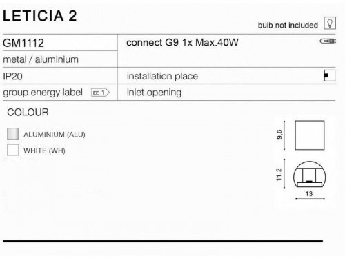Настінний світильник Azzardo AZ1059 Leticia 2 (aluminium) (GM1112-ALU)