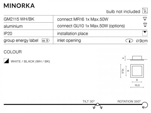 Точковий світильник Azzardo AZ2801 Minorka (white/white)