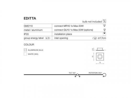 Світильник точковий Azzardo AZ0807 Editta (white) (GM2110-WH) (76042)