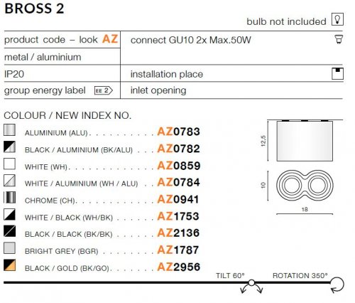 Точковий світильник Azzardo AZ2956 Bross 2 (black/gold) 