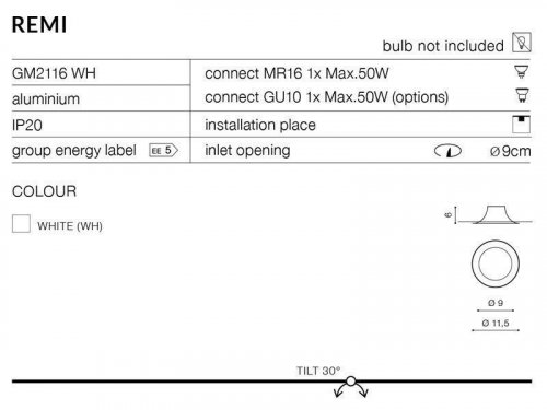 Світильник точковий Azzardo AZ1363 Remi (white) (GM2116-WH) 