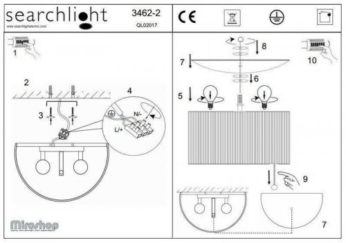 Бра Searchlight 3462-2SI Drum Pleat (21297)