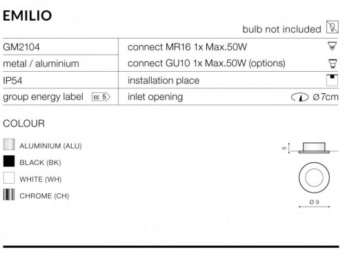 Точковий світильник Azzardo AZ0810 Emilio (aluminium) (GM2104-ALU)