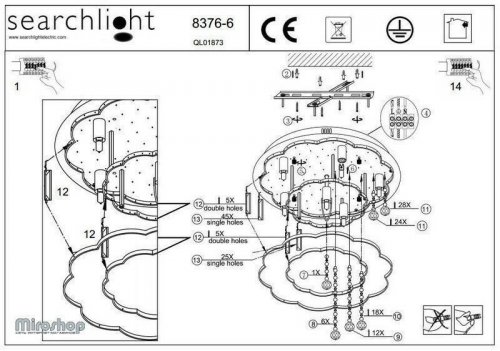 Люстра Searchlight 8376-6CC Hayley (21765)