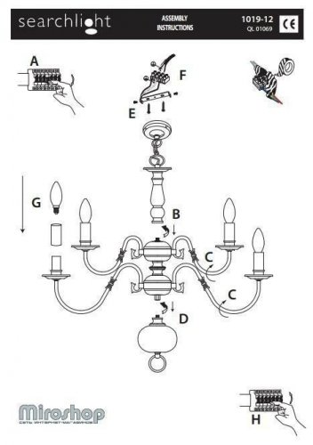 Люстра Searchlight 1019-12AB Flemish (20613) 