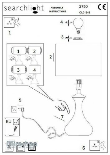 Настольная лампа Searchlight EU2750AB Touch (21473)