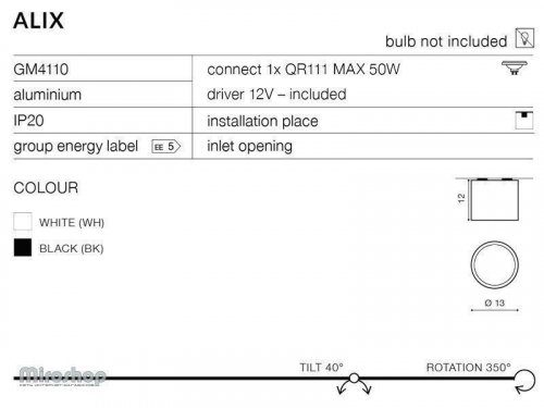 Світильник точковий Azzardo AZ1357 Alix (black) (GM4110-BK) (23757)