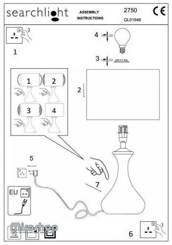 Настільна лампа Searchlight EU2750SS Touch (21644)