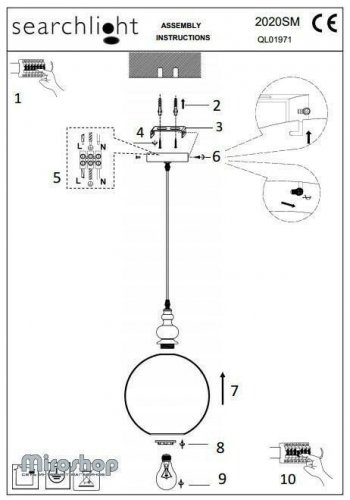 Підвісний світильник Searchlight 2020SM Indiana (20779)