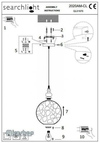 Підвісний світильник Searchlight 2020CL Indiana (21038)
