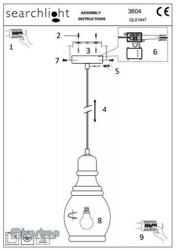 Підвісний світильник Searchlight 3604SM Olsson (20795)