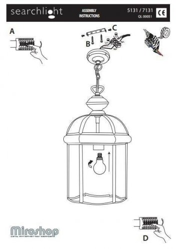 Підвісний світильник Searchlight 7131AB Lanterns (20817)