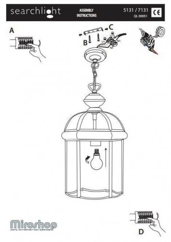 Підвісний світильник Searchlight 5131CC Lanterns (20468)