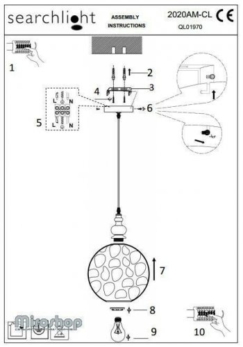 Підвісний світильник Searchlight 2020AM Indiana (21008)
