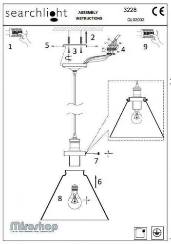 Підвісний світильник Searchlight 3228BK Pyramid (21023) 