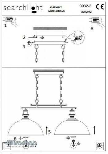 Підвісний світильник Searchlight 0932-2BK Fusion (20720) 