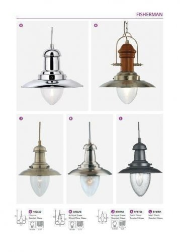 Світильник підвісний Searchlight 5787AB Fisherman (20556) 