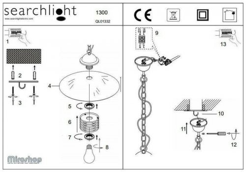 Підвісний світильник Searchlight 1300CC Hattie (21458)