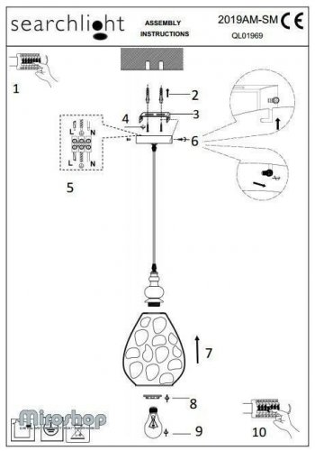 Підвісний світильник Searchlight 2019AM Indiana (21498)