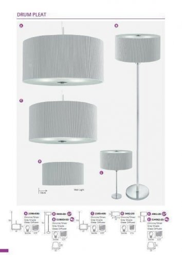 Світильник підвісний Searchlight 2353-40SI Drum Pleat (21080)