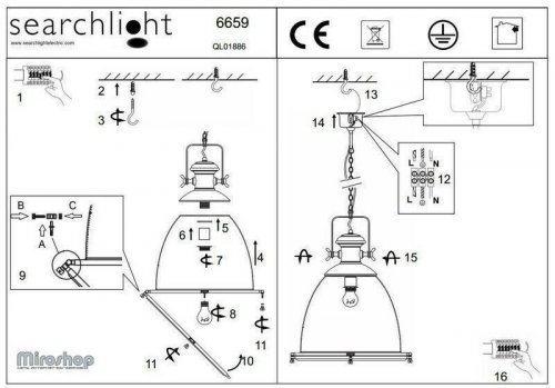 Подвесной светильник Searchlight 6659 Industrial Pendants (20478)