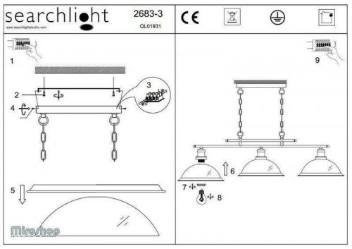 Підвісний світильник Searchlight 2683-3SS Bistro (21135)