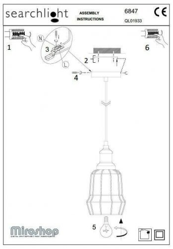 Підвісний світильник Searchlight 6847CC Bell Cage (20816)