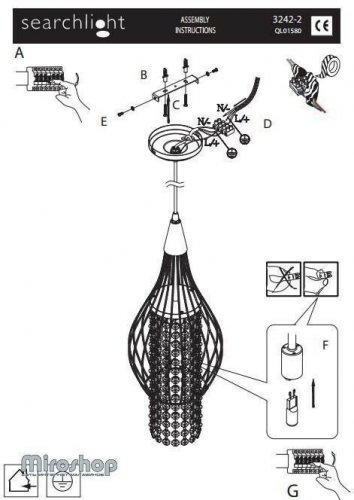 Підвісний світильник Searchlight 3242-2CC Rocket