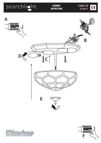 Стельовий світильник Searchlight 1243-12 Flush (21635)
