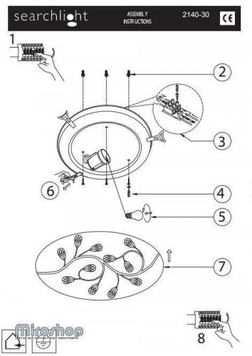 Потолочный светильник Searchlight 2140-30 Flush (21580)