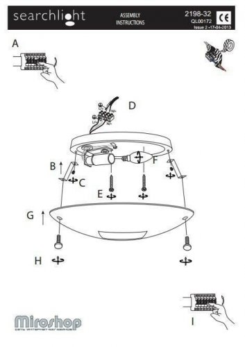 Потолочный светильник Searchlight 2198-32 Flush (21664)