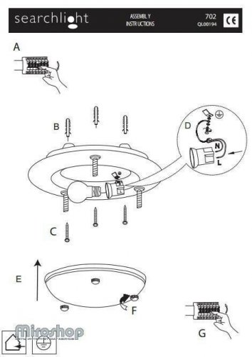 Стельовий світильник Searchlight 702SS Flush (21709)