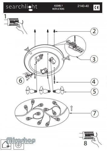 Потолочный светильник Searchlight 2140-40 Flush (21405)