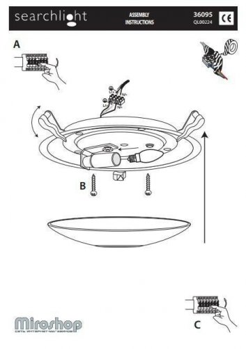 Стельовий світильник Searchlight 36095AM Tiffany (21406)