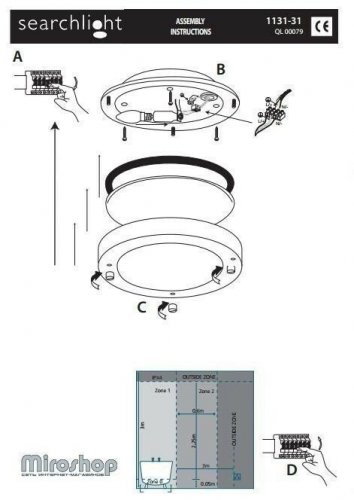 Светильник для ванной Searchlight 1131-31SS Bathroom Flush (20596)