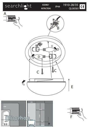 Світильник для ванною Searchlight 1910-35 Bathroom Flush (20679) 