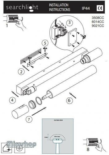 Светильник  для  ванной  Searchlight  6014CC  Poplar  (20900)