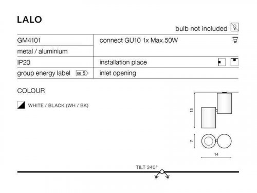 Спот Azzardo AZ0789 Lalo (white/black) (GM4101-WH-BK) (76081)