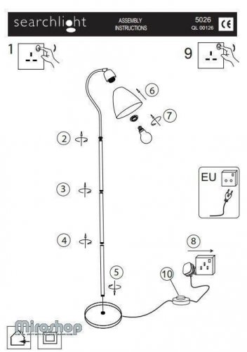 Торшер Searchlight EU5026AB Adjustable Floor (21392) 