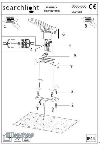 Вуличний світильник Searchlight 0583-500GY Manhattan (21697)
