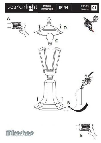 Уличный светильник Searchlight 82503BK Alex (21172)