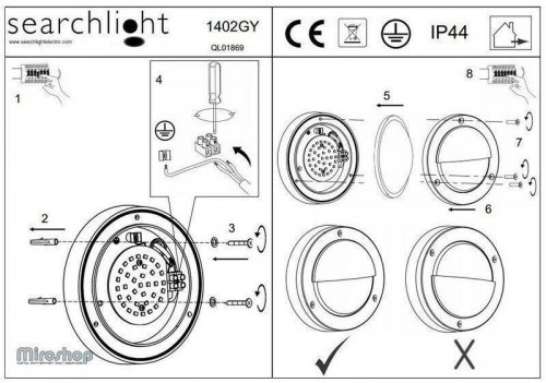 Вуличний світильник Searchlight 1402GY LED Outdoor (21337)