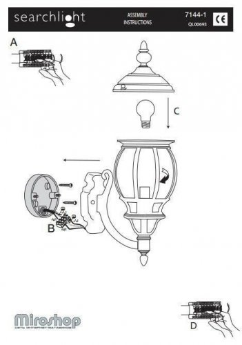 Вуличний світильник Searchlight 7144-1 Bel Aire (21329)