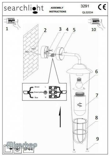 Вуличний світильник Searchlight 3291BK Toronto (21320)