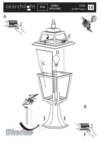 Уличный светильник Searchlight 1524 New Orleans (21153)