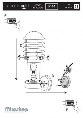 Уличный светильник Searchlight 051 Louvre