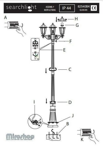 Ліхтарний стовп Searchlight 82540BK Alex (21425)
