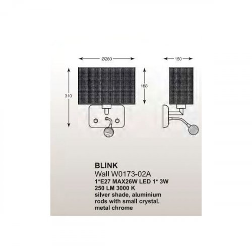 Бра Zuma Line W0173-02A-F4B3 BLINK
